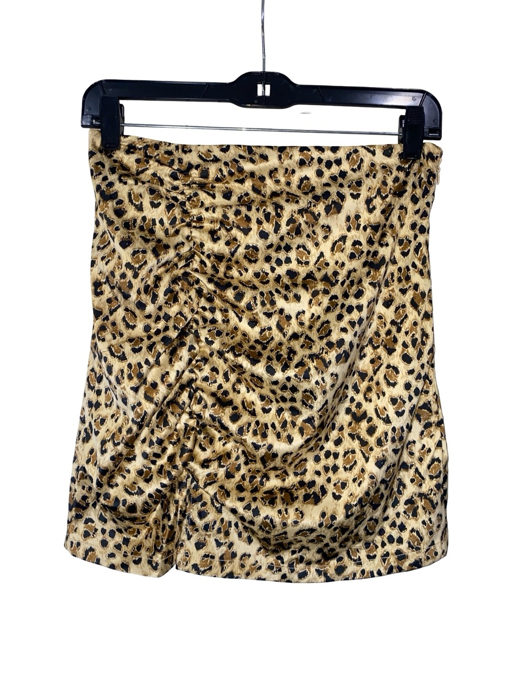 Free People Leopard Print Ruched Mini Skirt - Size 6 - Picture 2 of 5